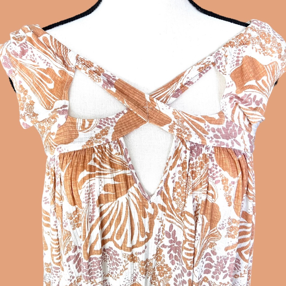 Free People Cap Sleeve Hi Low Strappy Top Size XS Beige & Cream Color - Picture 5 of 16